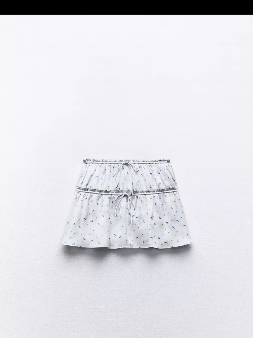 Zara White Mini Skirt with Blue Floral Print - Picture 4 of 7